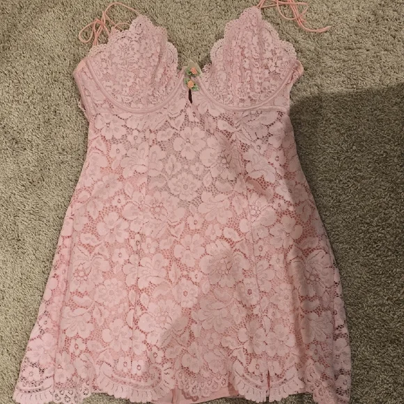 For Love And Lemons | Dresses | For Love And Lemons Pink Lace Mini Dress |  Poshmark